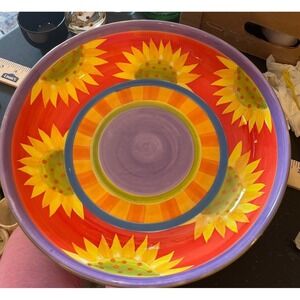 Department 56 Sunflower Ceramic Serving Bowl Large 13 Inch Round Pasta Bowl